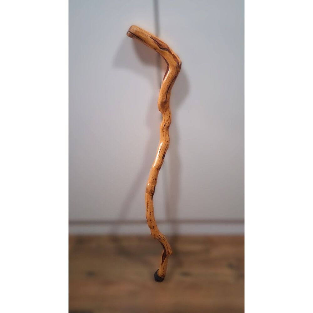 Vintage 34" Handmade Grapevine Gnarled Crooked Two Tone Wood Walking Stick Cane